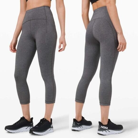 LULULEMON Swift Speed High-Rise Crop 21" Size 4 Heathered Black - Picture 1 of 8